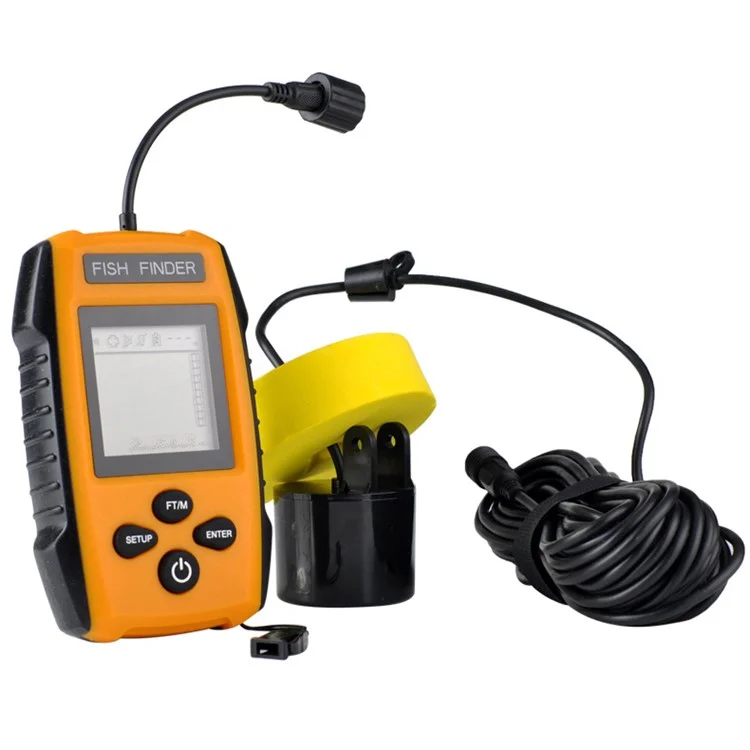 0.7-100M Depth 200KHz Fish Finder Sonar Sounder Alarm Transducer ABS Underwater Fish Finder