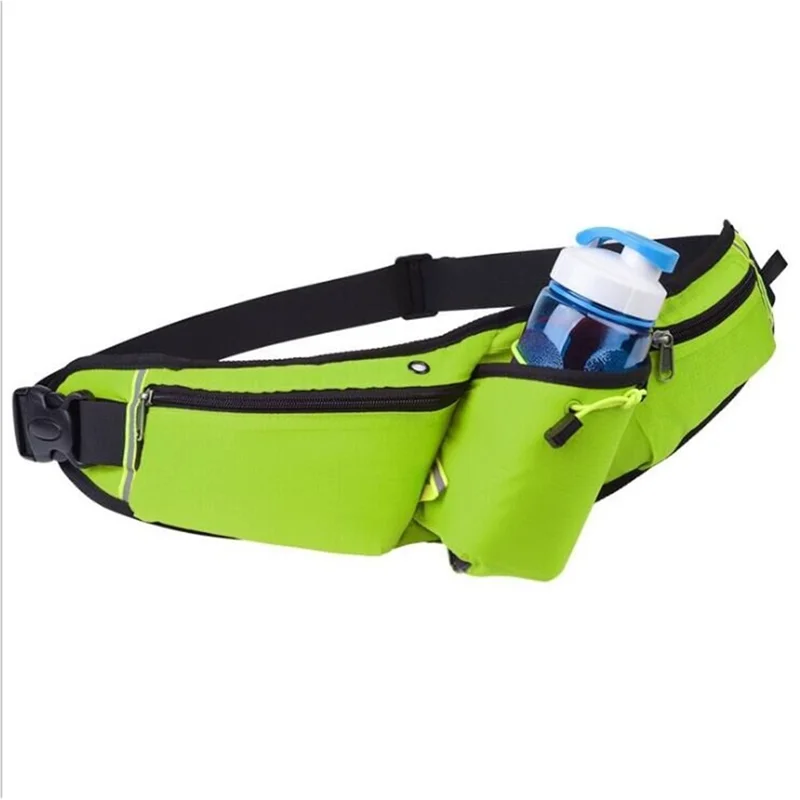 Reflective Large Capacity Sports Waist Bag with Bottle Pocket - Green