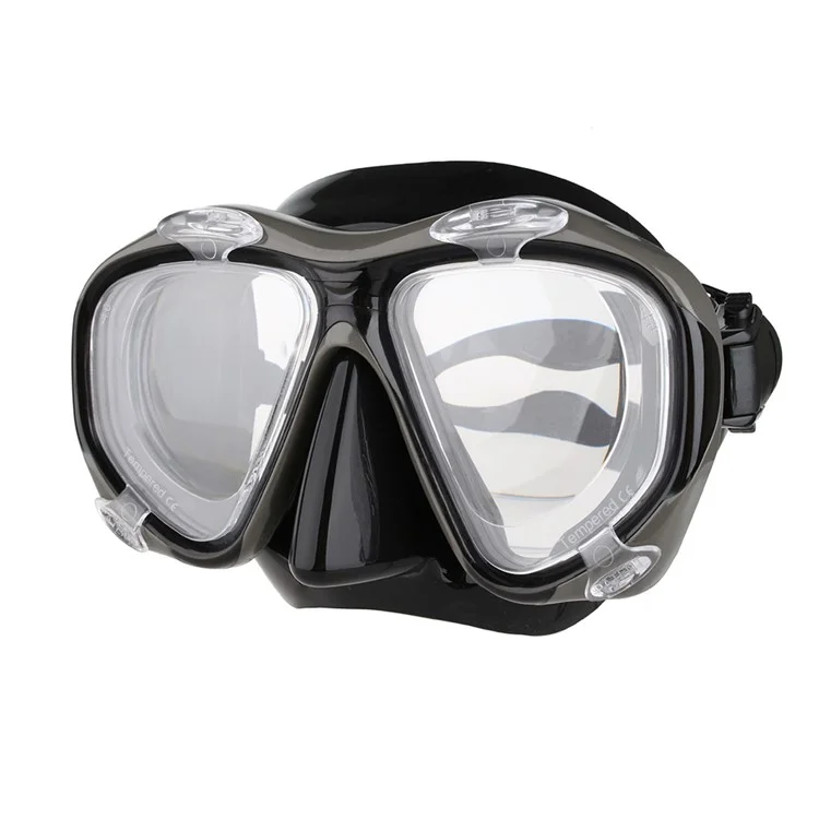 COPOZZ Anti-fog Diving Snorkeling Googles with Myopic Lens MSK4260 - Black / 200 Degrees