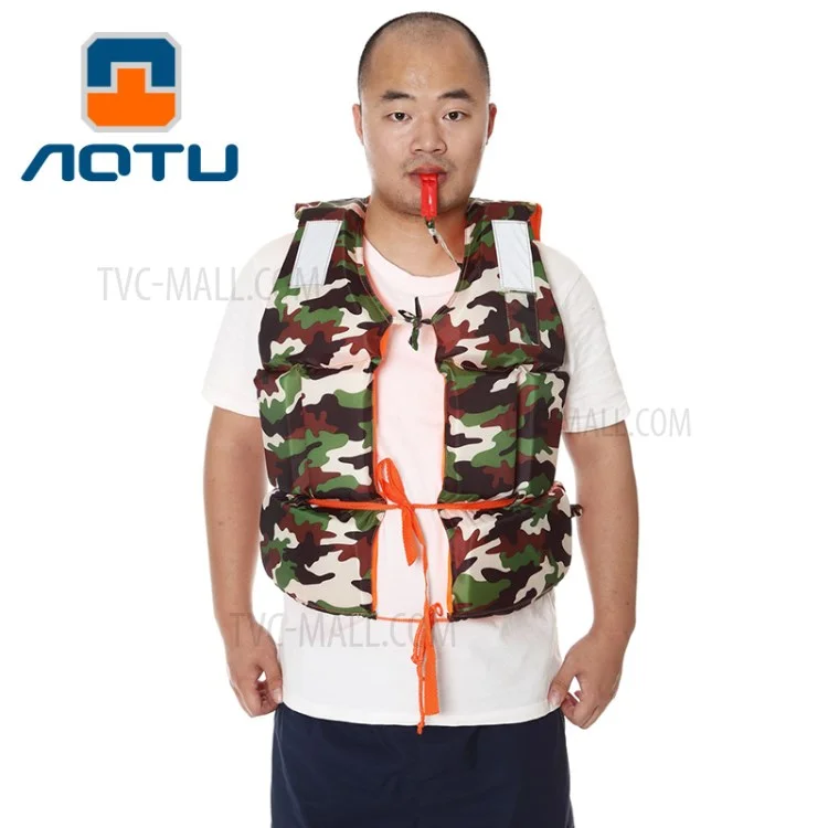 AOTU AT9017-A Camouflage Adult Lifejacket Swimming Boating Life Vest with Whistle