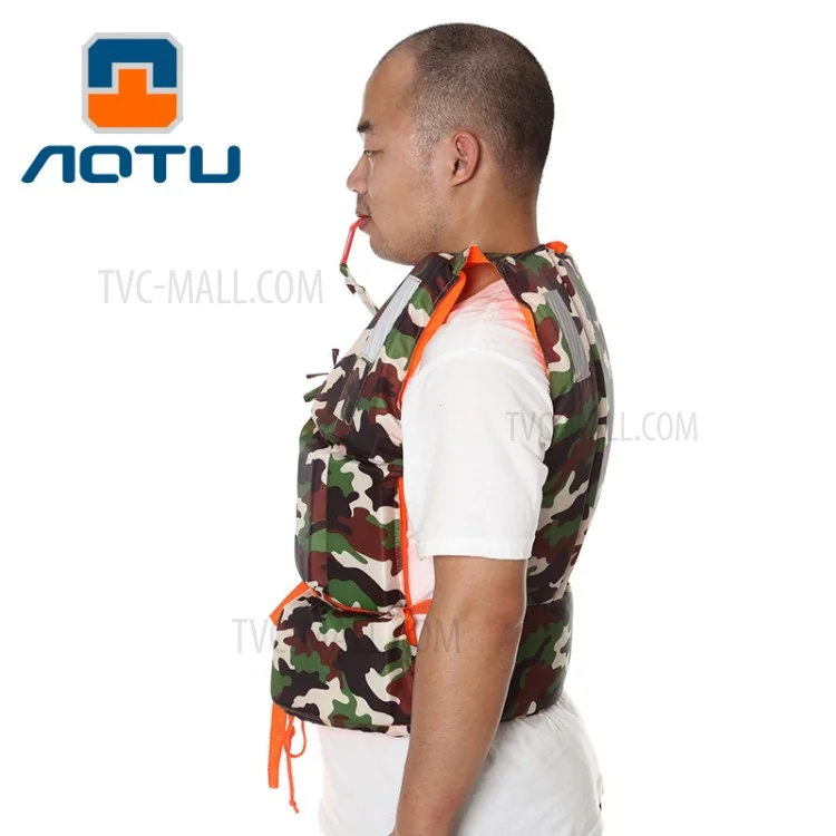 AOTU AT9017-A Camouflage Adult Lifejacket Swimming Boating Life Vest with Whistle