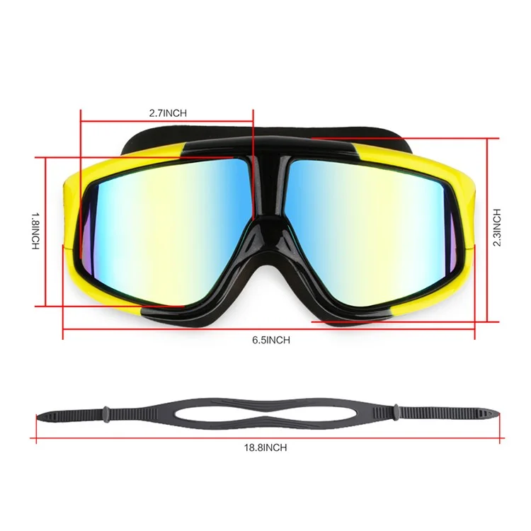 COPOZZ Anti-fog Swim Goggles for Men Women with Super Big Polarized Lenses - Black / Red