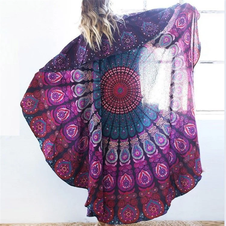 150cm Mandala Round Chiffon Beach Throw Towel Tapestry Tablecloth - Style E