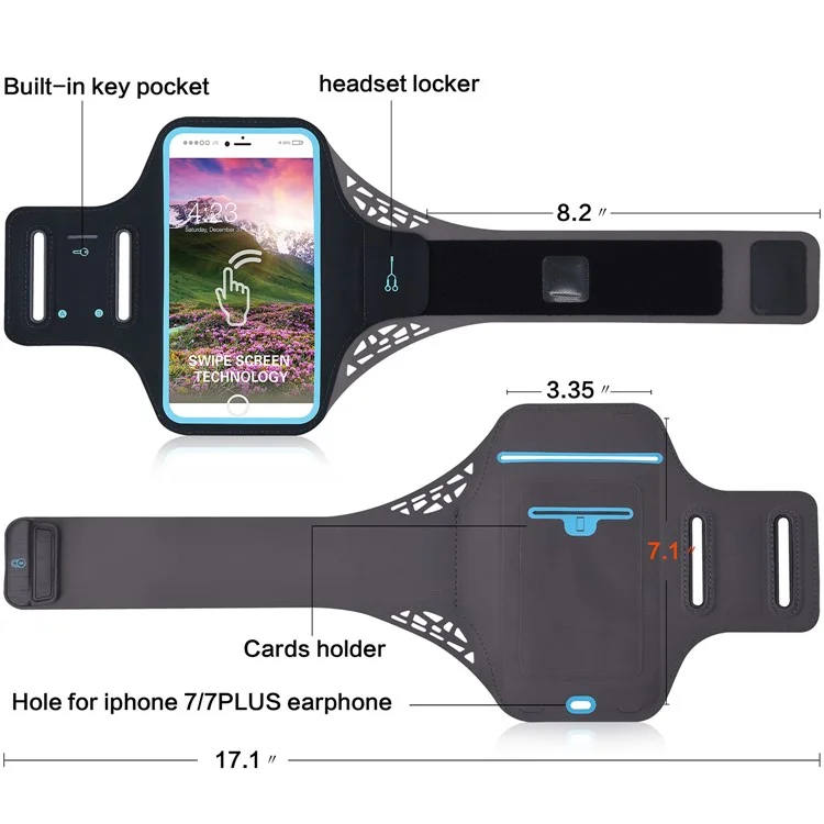 BDD-061Z Fingerprint to Unlock Ultra-thin Sports Armband Case for iPhone 8/7 6s 6 4.7 inch - Black