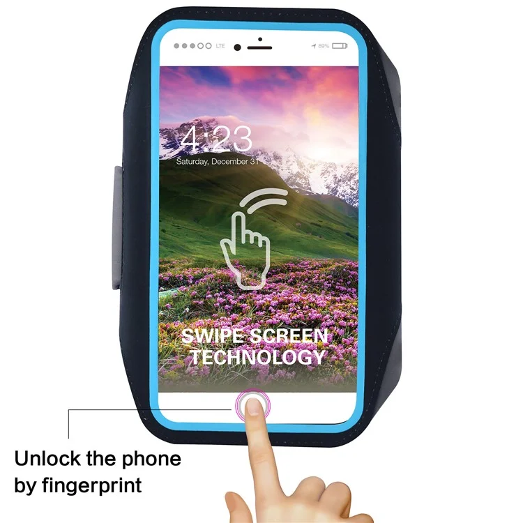 BDD-061Z Fingerprint to Unlock Ultra-thin Sports Armband Case for iPhone 8/7 6s 6 4.7 inch - Black