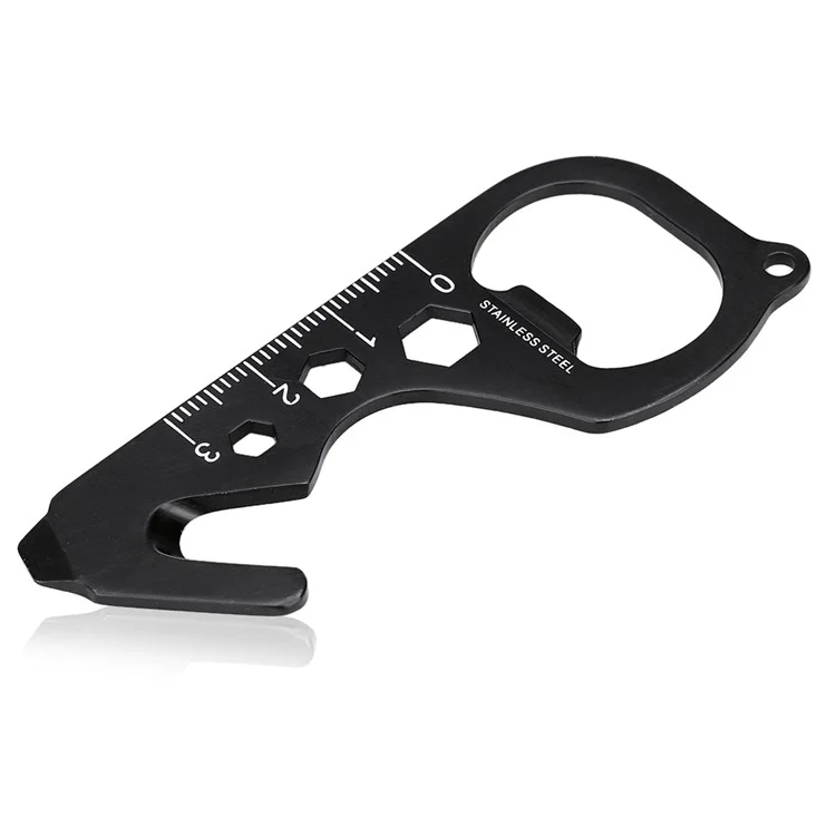 Portable Card Style Stainless Steel Multi-functional Outdoor EDC Tool - Black