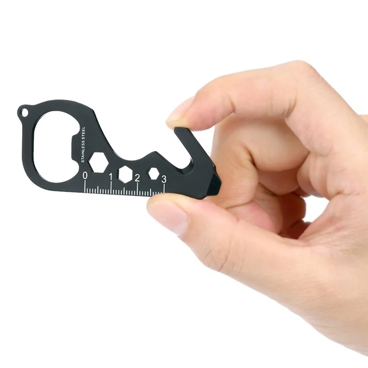 Portable Card Style Stainless Steel Multi-functional Outdoor EDC Tool - Black