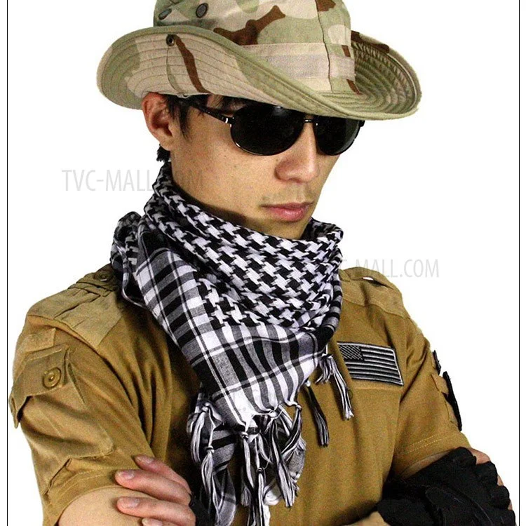 Military Tactical Arabian Scarf For Wargame Sports & Other Outdoor Activities - Black / White