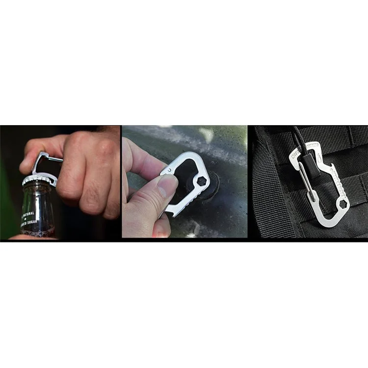 AOTU D Shaped Stainless Steel Multi-functional Opener for Outdoor Activities