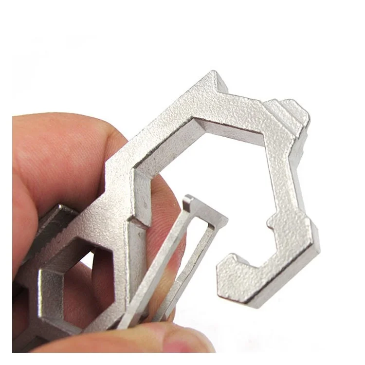 AOTU Stainless Steel for Camping Hiking Multi-tool Carabiner Clip Pulley System Keychain Bottle Opener Winch EDC Buckle - Silver Color