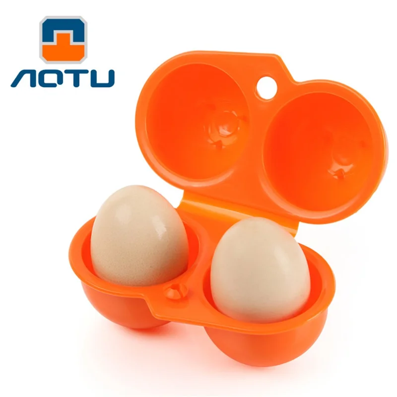 AOTU AT6358 2 Eggs Slots Holder Shockproof Plastic Storage Box for Camping Hiking - Orange