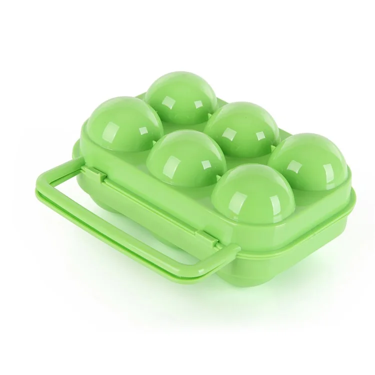 AOTU AT6359 Folding 6 Eggs Slots Holder Shockproof Plastic Storage Box for Camping Hiking - Green