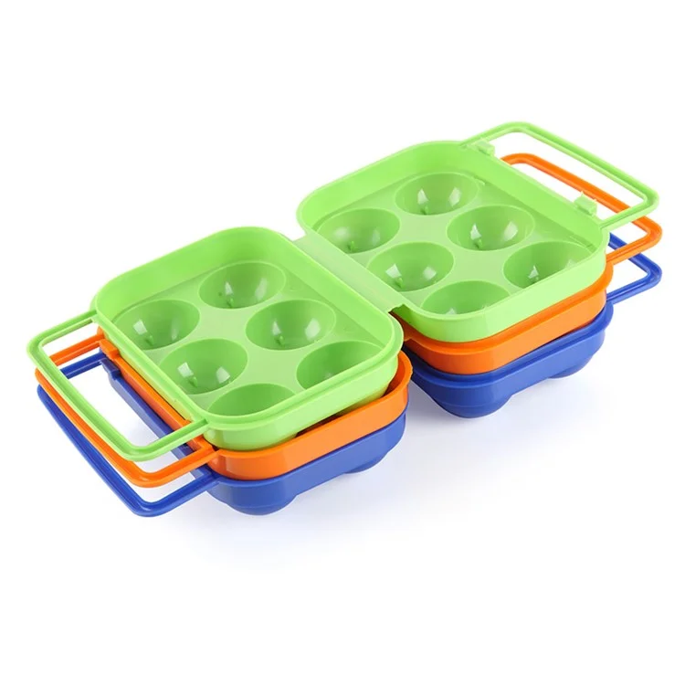 AOTU AT6359 Folding 6 Eggs Slots Holder Shockproof Plastic Storage Box for Camping Hiking - Green