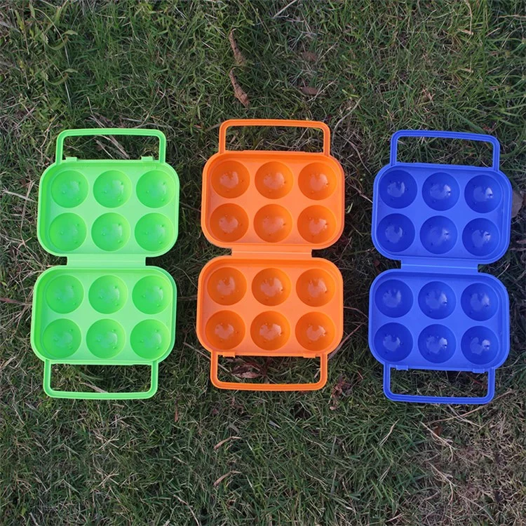 AOTU AT6359 Folding 6 Eggs Slots Holder Shockproof Plastic Storage Box for Camping Hiking - Green