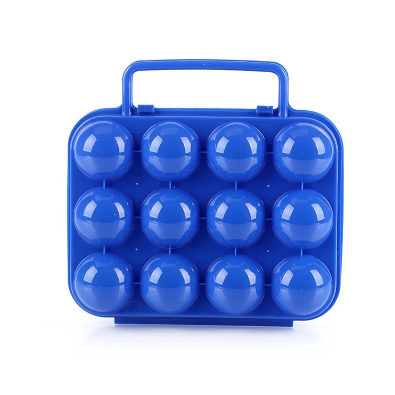 AOTU AT6360 Shockproof Folding 12 Eggs Slots Holder Plastic Storage Box for Camping Hiking - Blue