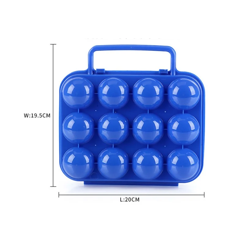 AOTU AT6360 Shockproof Folding 12 Eggs Slots Holder Plastic Storage Box for Camping Hiking - Blue