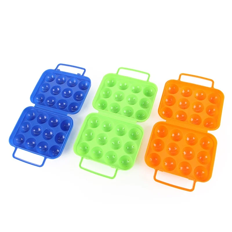 AOTU AT6360 Shockproof Folding 12 Eggs Slots Holder Plastic Storage Box for Camping Hiking - Blue