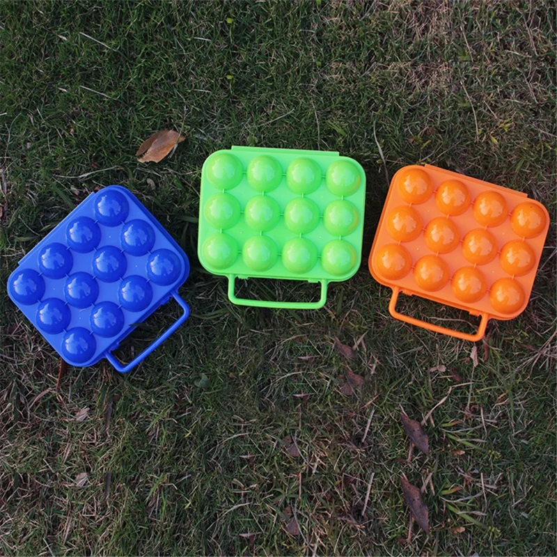 AOTU AT6360 Shockproof Folding 12 Eggs Slots Holder Plastic Storage Box for Camping Hiking - Blue