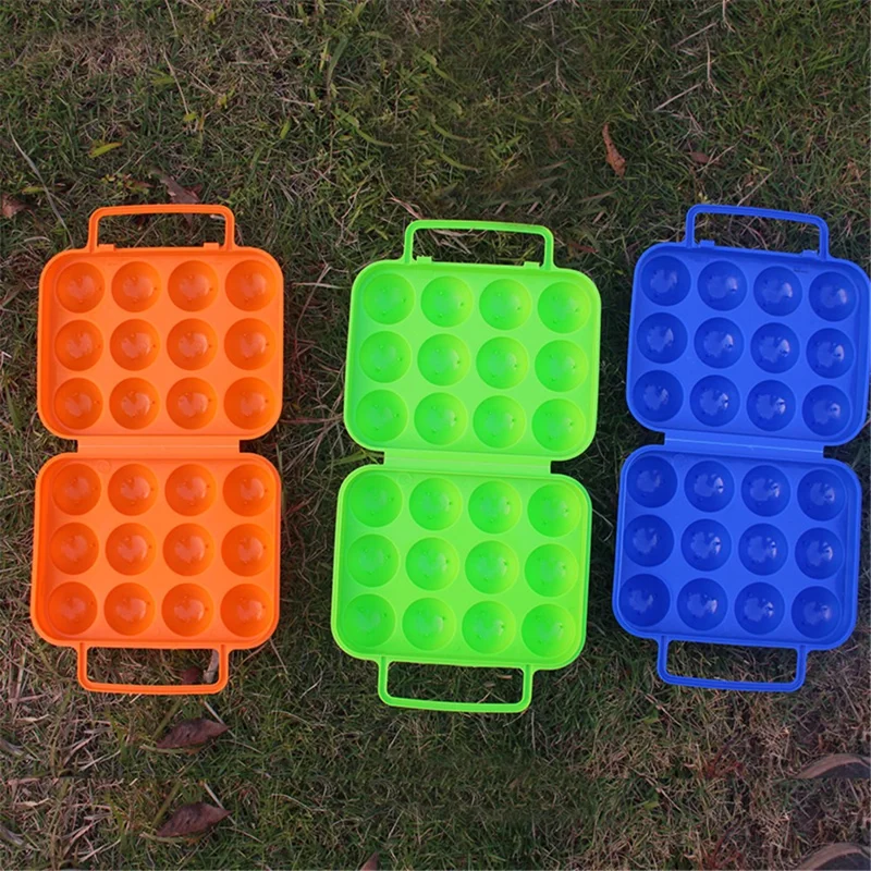 AOTU AT6360 Shockproof Folding 12 Eggs Slots Holder Plastic Storage Box for Camping Hiking - Blue