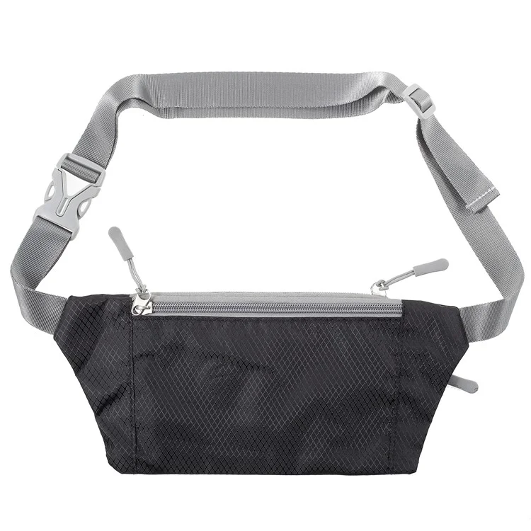 Slim Fit Zipper Closure Outdoor Running Waist Bag Smartphone Pouch Bag - Black