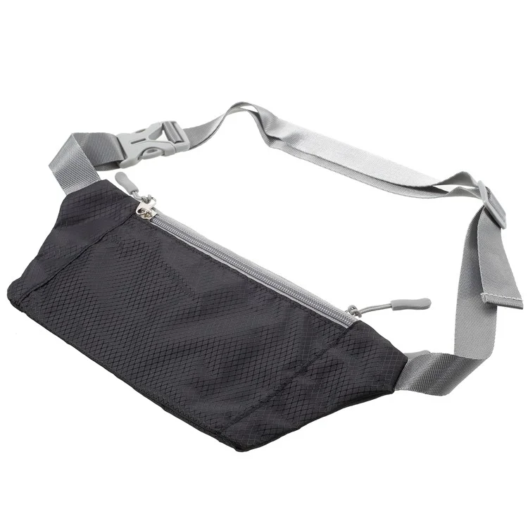Slim Fit Zipper Closure Outdoor Running Waist Bag Smartphone Pouch Bag - Black