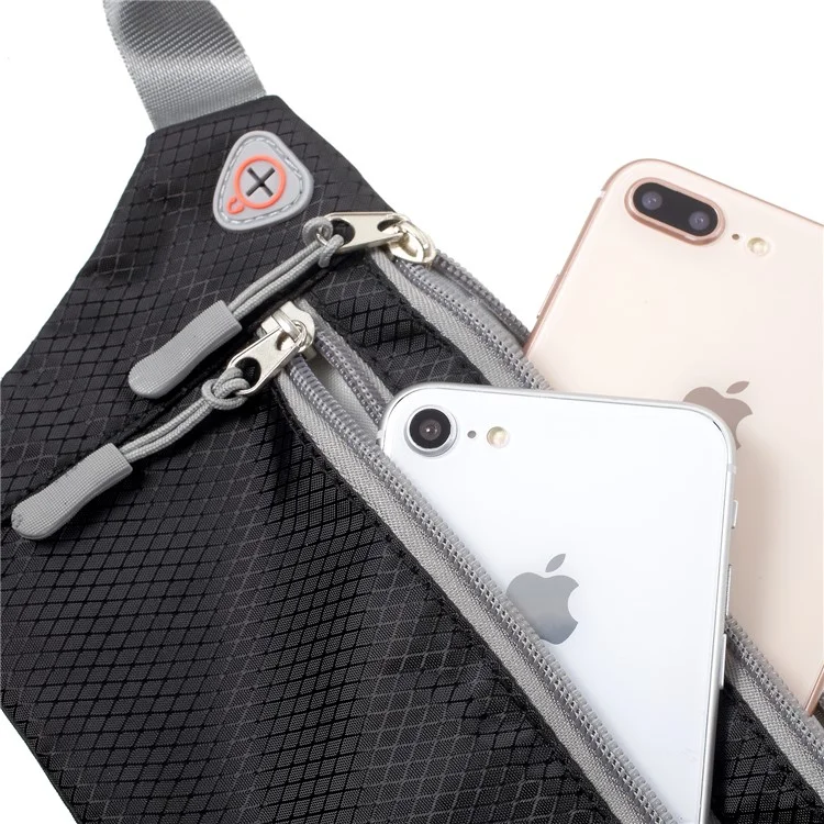 Slim Fit Zipper Closure Outdoor Running Waist Bag Smartphone Pouch Bag - Black