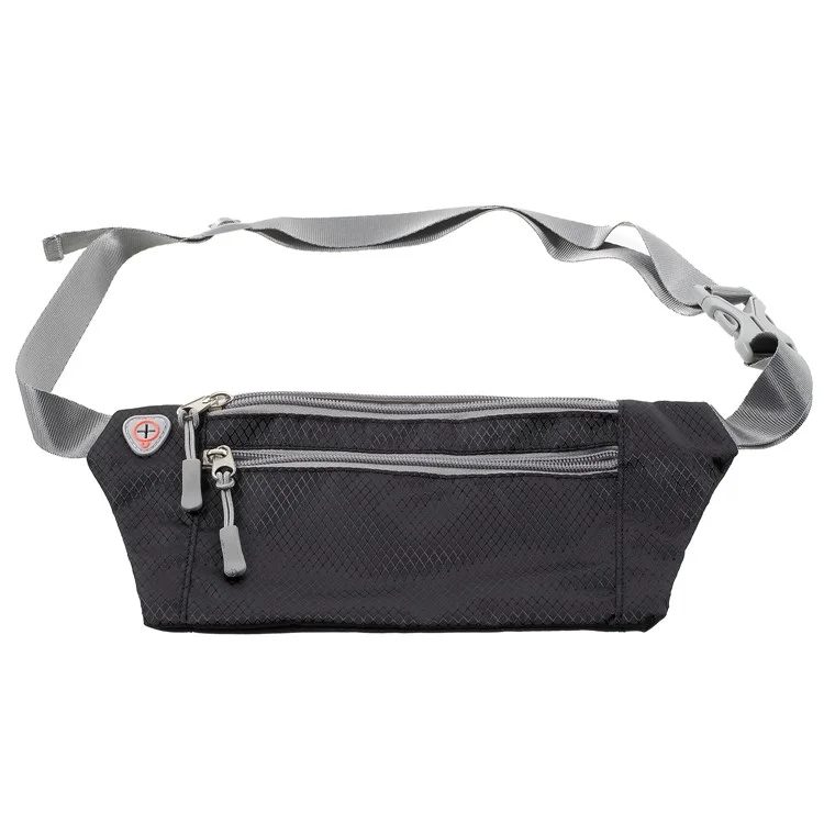 Slim Fit Zipper Closure Outdoor Running Waist Bag Smartphone Pouch Bag - Black