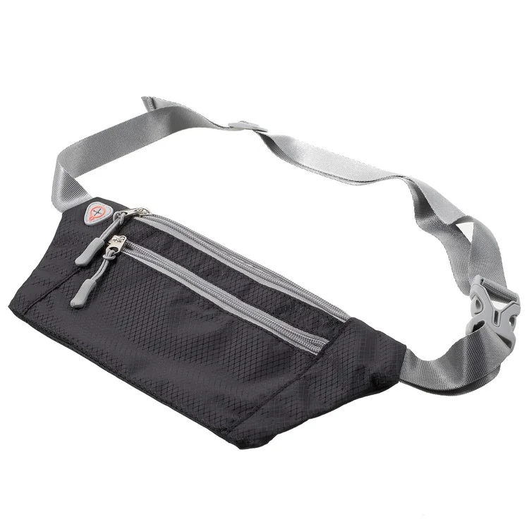 Slim Fit Zipper Closure Outdoor Running Waist Bag Smartphone Pouch Bag - Black