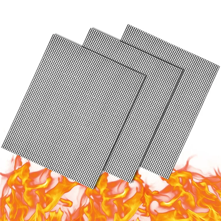 3Pcs/Set Teflon BBQ Grill Mat Non Stick Barbecue Net Pad Heat Resistance Grid Shape Baking Tool
