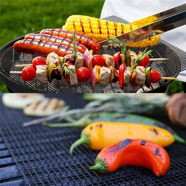 3Pcs/Set Teflon BBQ Grill Mat Non Stick Barbecue Net Pad Heat Resistance Grid Shape Baking Tool