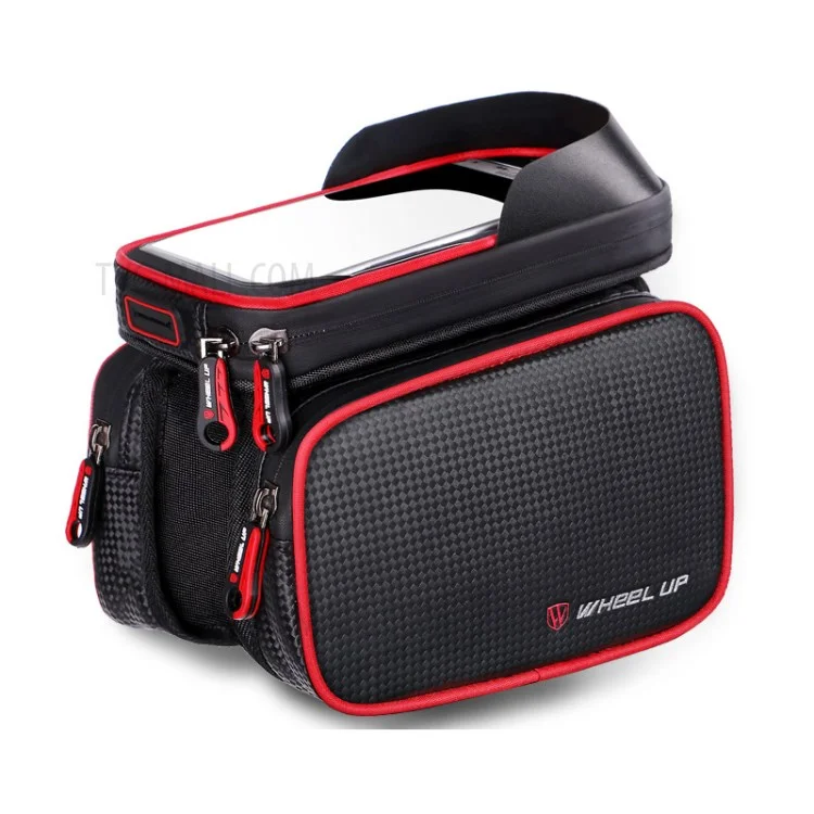 WHEEL UP 6.2-inch PU Fabric Carbon Fiber Grain TPU Touch Screen Cycling Bag Waterproof Phone Bag - Red