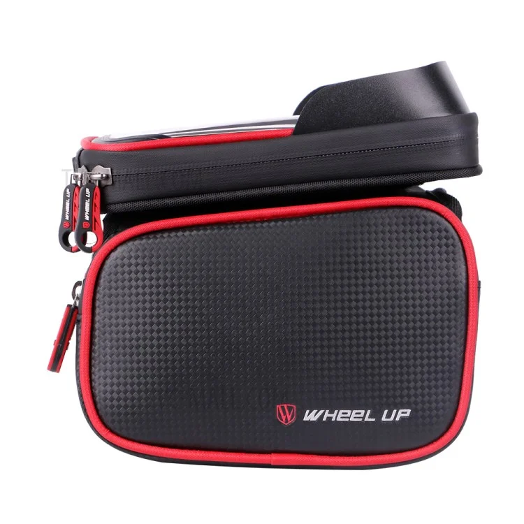 WHEEL UP 6.2-inch PU Fabric Carbon Fiber Grain TPU Touch Screen Cycling Bag Waterproof Phone Bag - Red