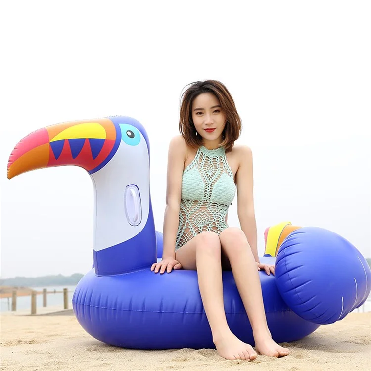 Blue Toucans Pattern Inflatable Swimming Ring Pool Floats Raft Swimming Fun Water Sports Beach Toy