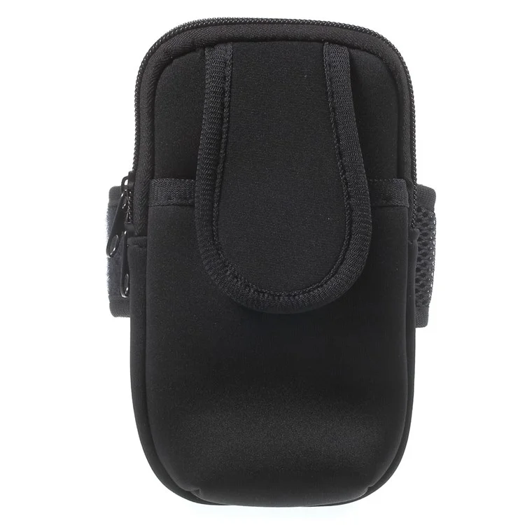 5.5-inch Neoprene Double Pockets Sport Armband Pouch Bag for iPhone 6s Plus/Samsung S7, Size: 17.5 x 11cm - Black