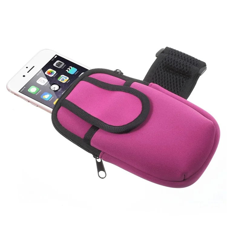 5.5-inch Neoprene Double Pockets Sport Armband Pouch Bag for iPhone 7 Plus/ 6s Plus/Samsung S7, Size: 17.5 x 11cm - Rose