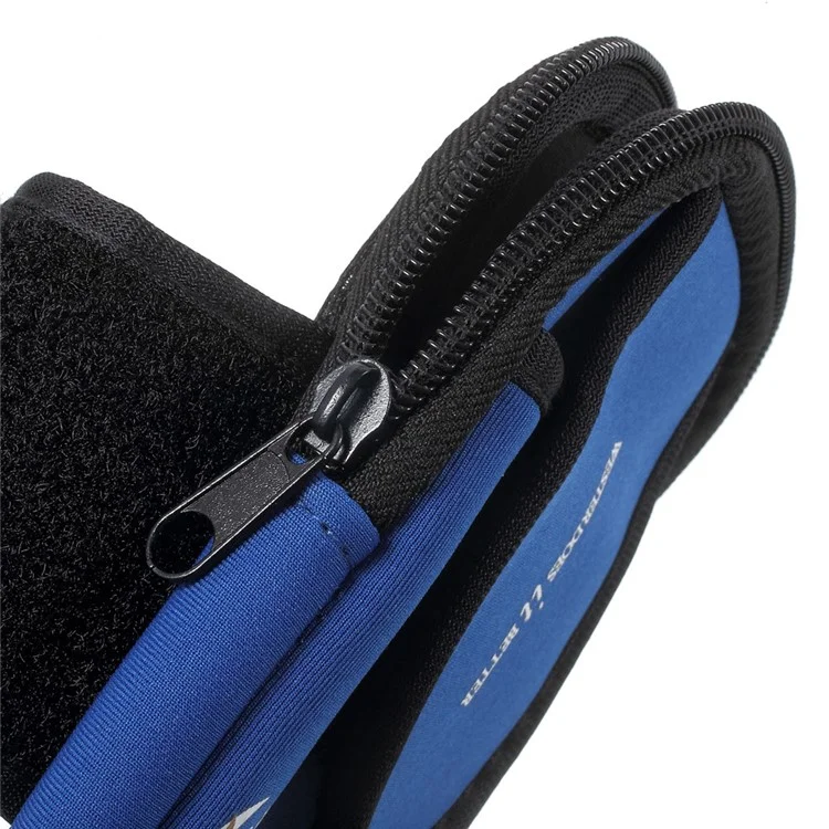 5.5-inch Neoprene Double Pockets Sport Armband Pouch Bag for iPhone 6s Plus/Samsung S7, Size: 17.5 x 11cm - Blue with Flower