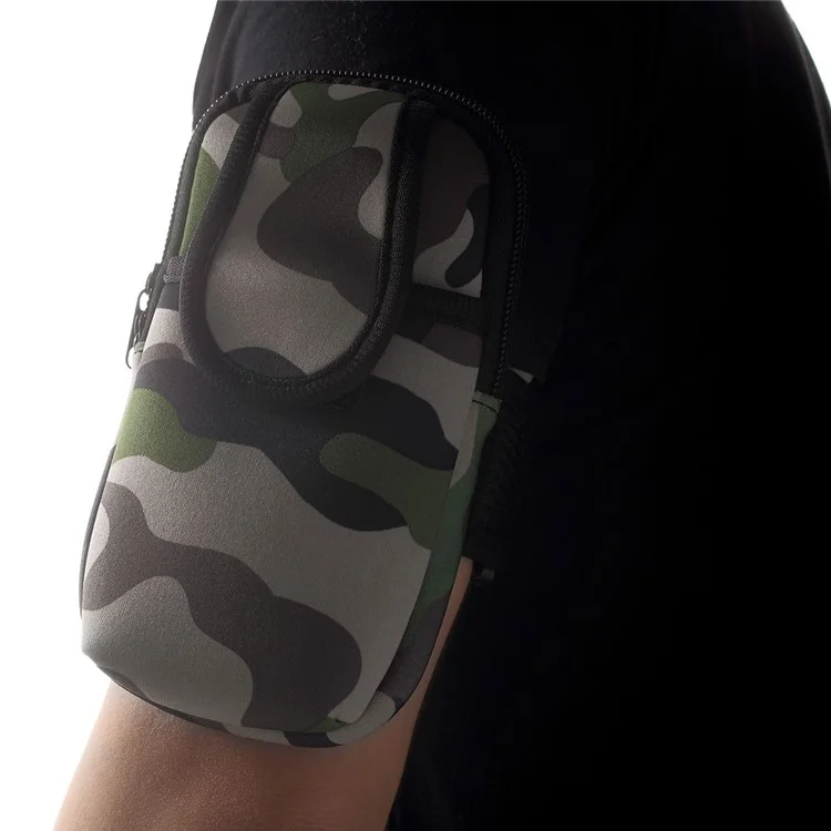 5.5-inch Neoprene Double Pockets Sport Armband Pouch Case for iPhone 6s Plus/Samsung S7, Size: 17.5 x 11cm - Camouflage