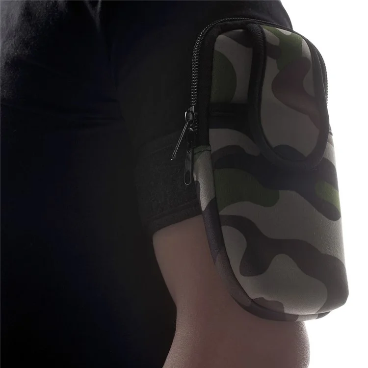 5.5-inch Neoprene Double Pockets Sport Armband Pouch Case for iPhone 6s Plus/Samsung S7, Size: 17.5 x 11cm - Camouflage