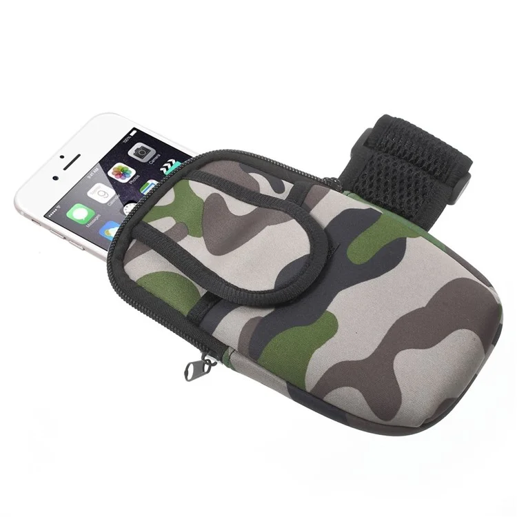5.5-inch Neoprene Double Pockets Sport Armband Pouch Case for iPhone 6s Plus/Samsung S7, Size: 17.5 x 11cm - Camouflage
