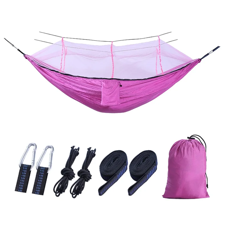 Outdoor Travel Camping Tent Swing Bed Mosquito Net Hanging Hammock - Pink