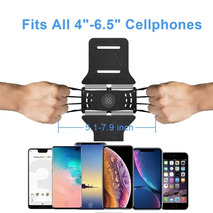 VUP Detachable 360 Degrees Rotatable Phone Holder Armband for Hiking Cycling Running Jogging - Black