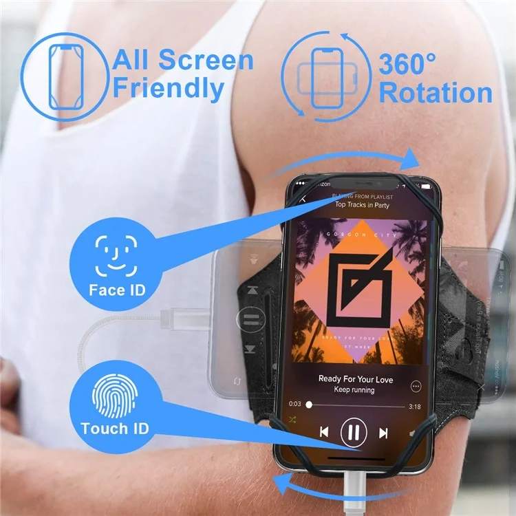 Braçadeira De Suporte De Suporte De Telefone De 360 ​​graus De 360 ​​graus De VUP Para Caminhadas De Ciclismo Correndo Jogging - Preto