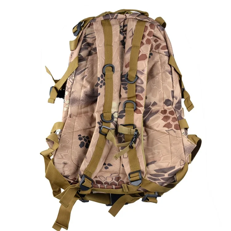 Outdoor Waterproof Hiking 40L Tactical 3D Backpack Bag - Khaki Boa Grain Camouflage