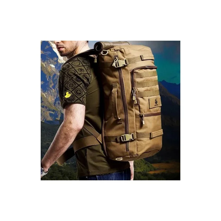 BL069 60L MOLLE Military Tactical Backpack Hiking Camping Daypack - Khaki