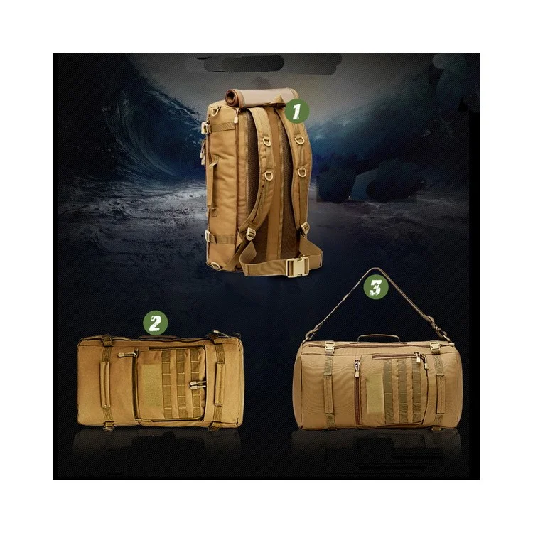 BL069 60L MOLLE Military Tactical Backpack Hiking Camping Daypack - Khaki