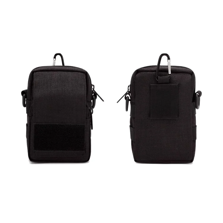Multipurpose Outdoor Sports Army Tactical Cellphone Bag Waist Pack Bag with Carabiner - Black