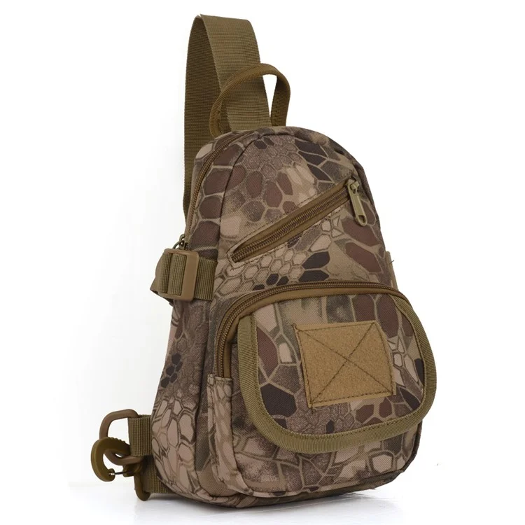 BL061 Oxford Cloth Water-proof Tactile Outdoor Sling Shoulder Bag Chest Bag - Boa Texture Khaki Camoufalge