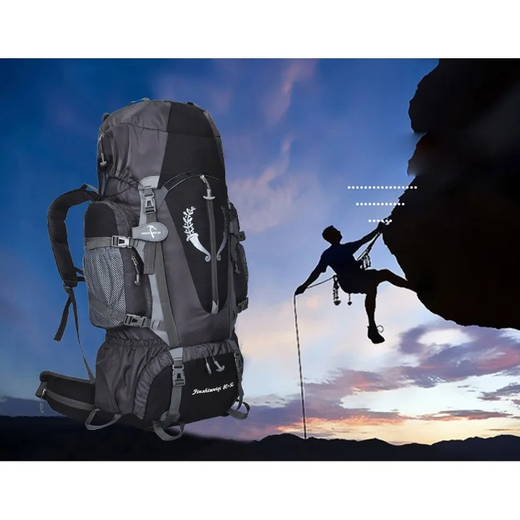 Large 80L Outdoor Waterproof Backpack for Camping Hiking - Black