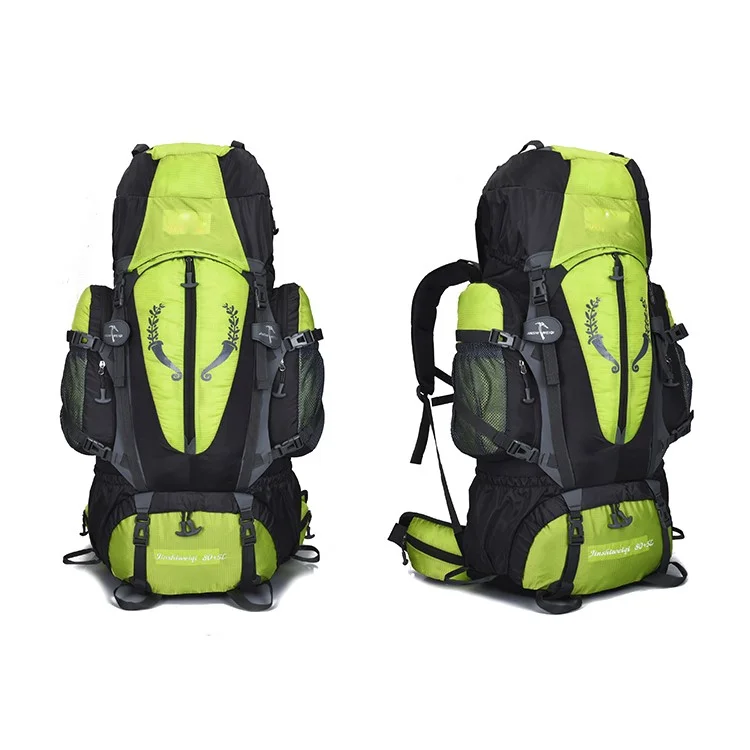 Large 80L Outdoor Waterproof Backpack for Camping Hiking - Green