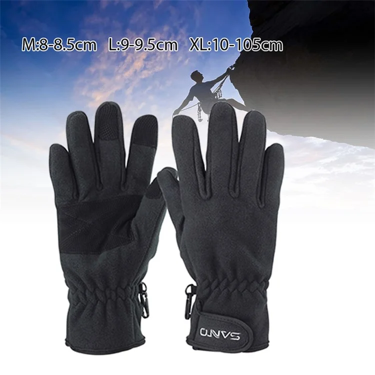 SANTO G62 Cycling Warm Gloves Fleece Liner Full Fingers Mittens - Black / M